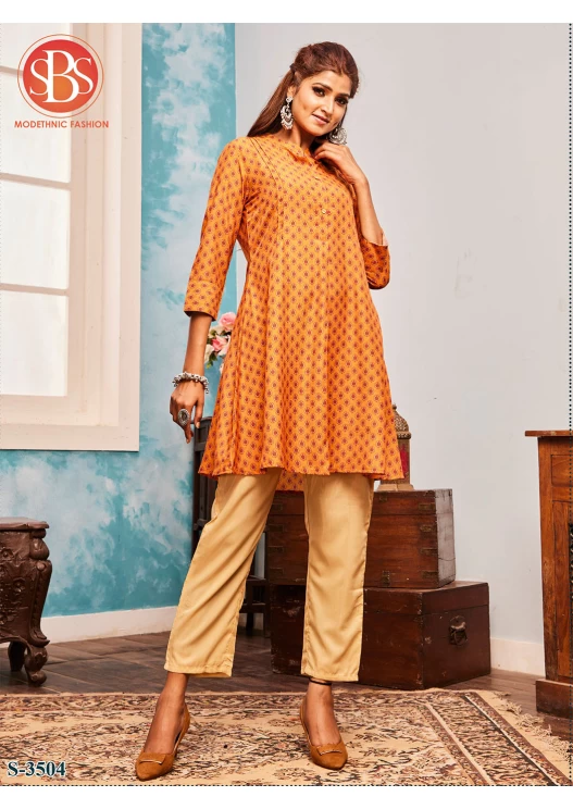 ORANGE  MUSLIN KURTI SAISHA S 3504 