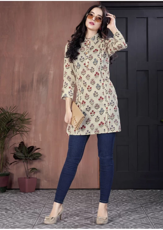 SAISHA 2075 OFF WHITE MULTI SILKY COTTON SUIT