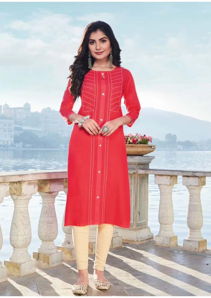 RED RAYON KURTI AAROHI S 3354 