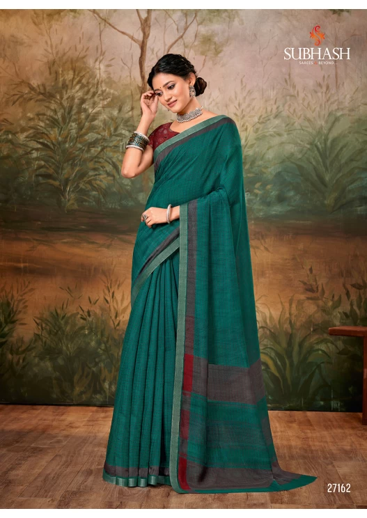 PEACOCK GREEN & WINE  SAREE
