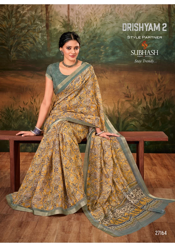 MUSTARD MULTICOLOR GREY SAREE
