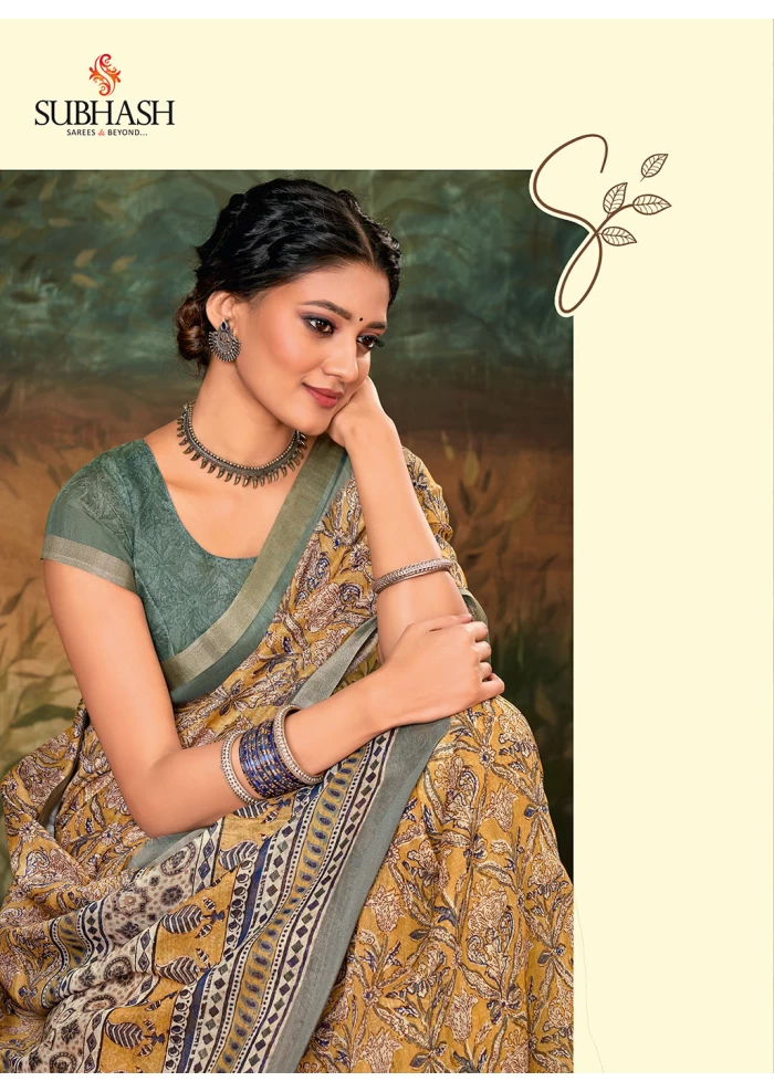 MUSTARD MULTICOLOR GREY SAREE