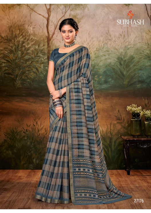 BLUE GREY SAREE