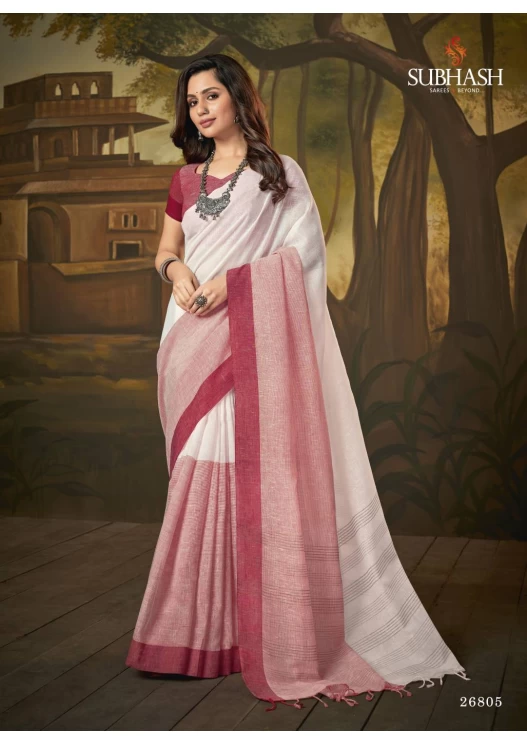 PLAIN GAJARI PINK SAREE