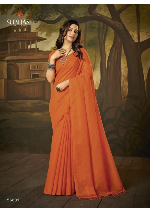 PLAIN ORANGE SAREE