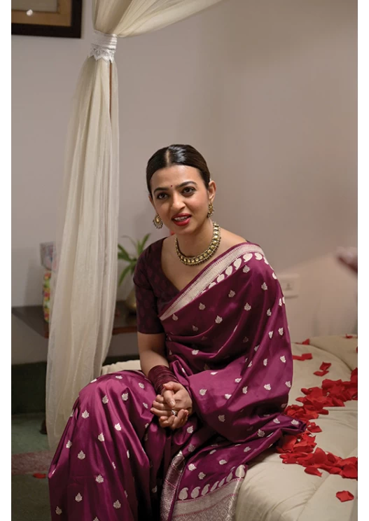 PLAIN PURPLE SAREE