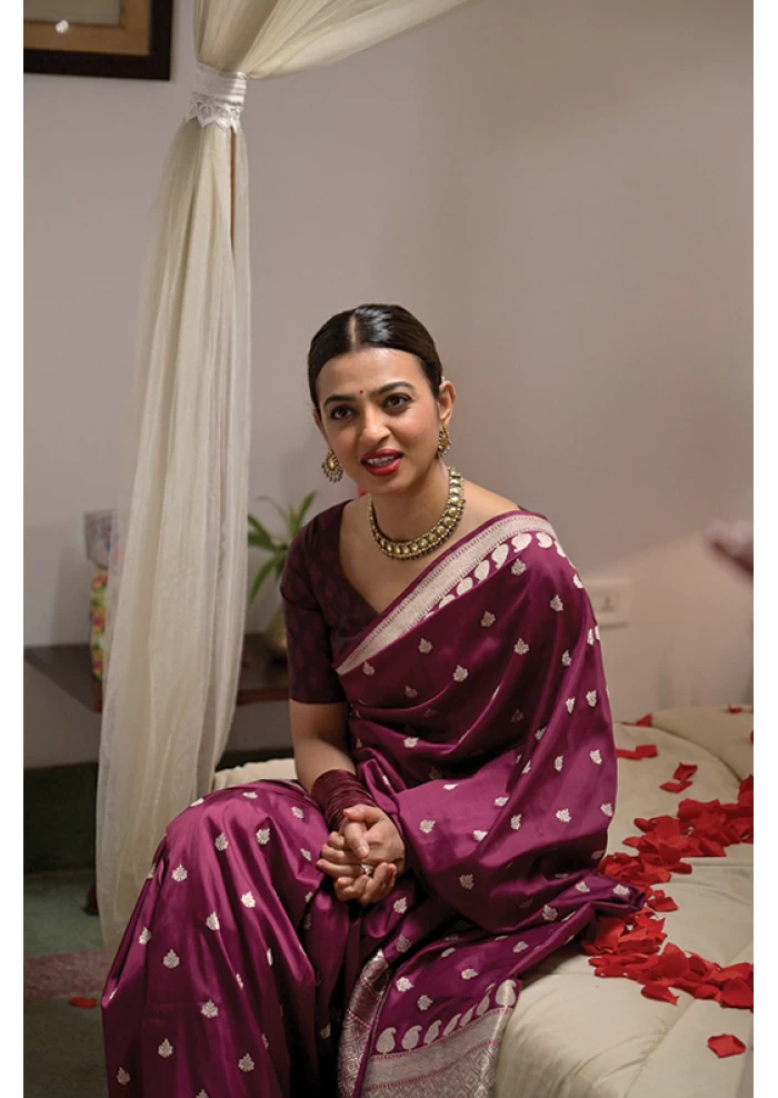 PLAIN PURPLE SAREE