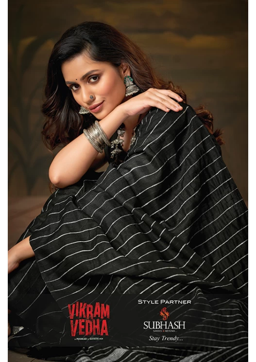 PLAIN BLACK SAREE