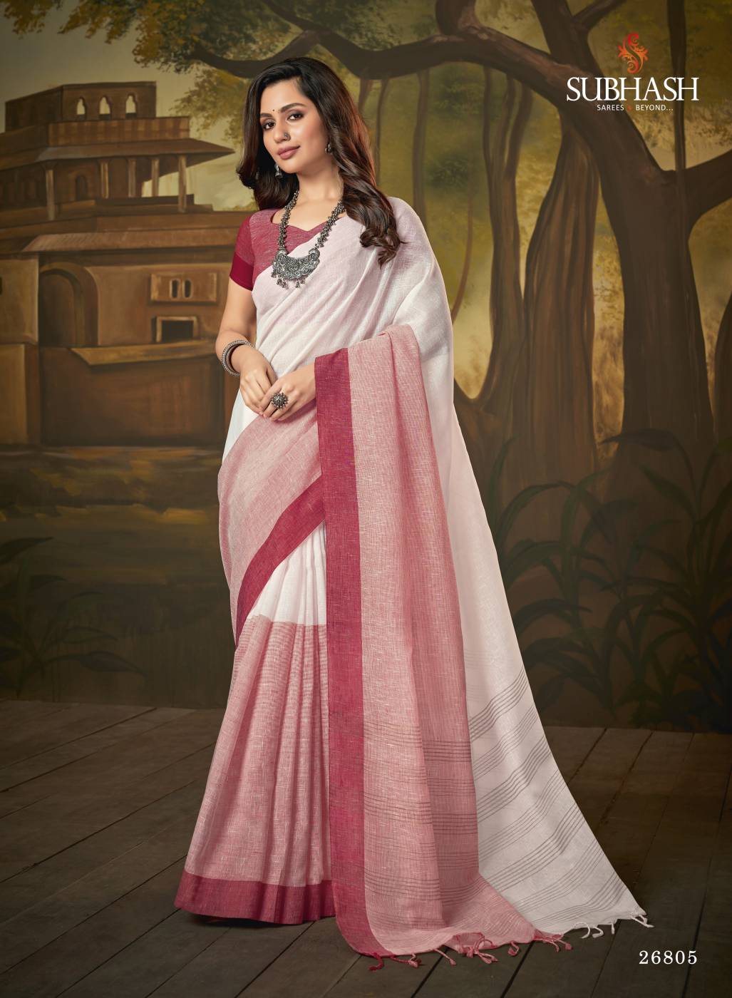 Plain Pink Saree | Plain Saree by Subhash Sarees